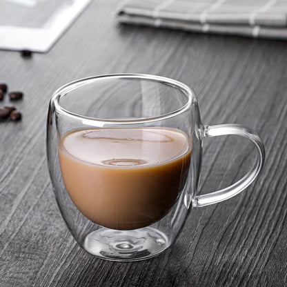 ダブルウォール耐熱グラス 二重構造 取手付き 250ml、350ml、450ml